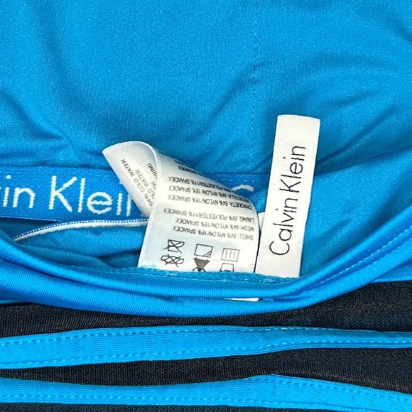 Calvin Klein Aqua and Black Striped Swimwear size 12 - Picture 7 of 8